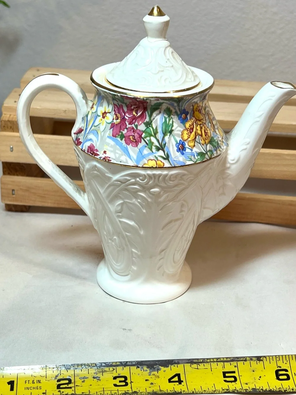 Rare VTG Erphila Brighton Cheery Chintz Mini Embossed Coffee Pot | 6”H | Repair